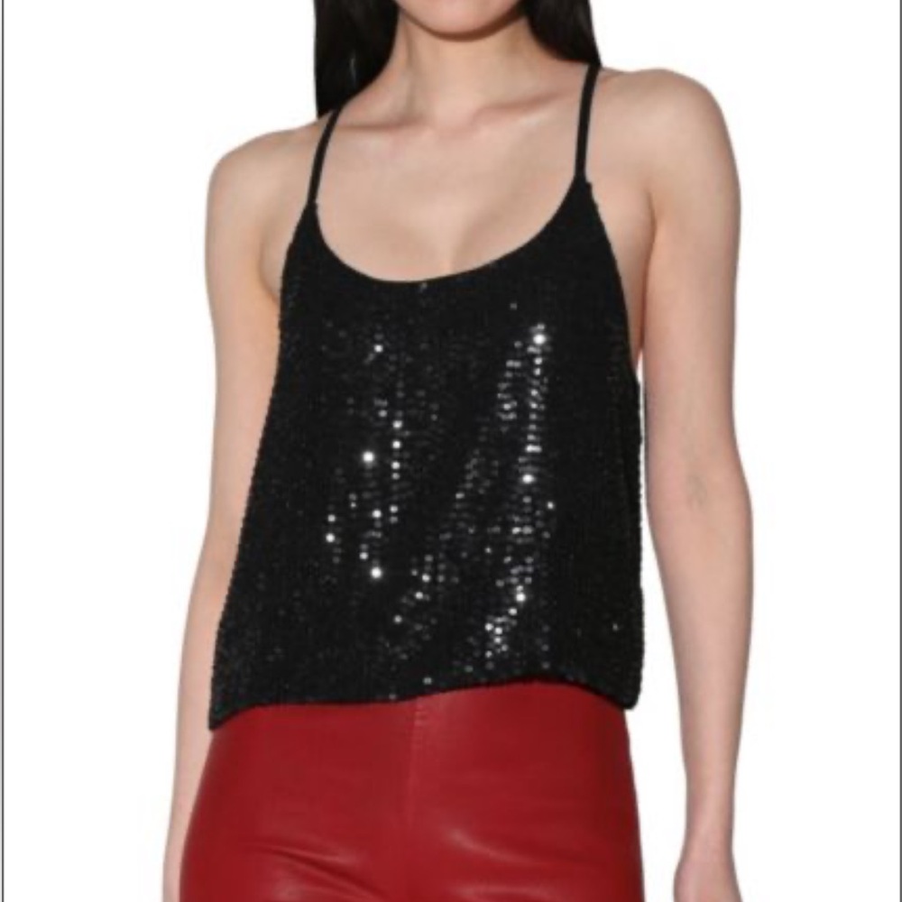 NWOT Walter Baker Black Amber Relaxed Fit Sequin Top Large